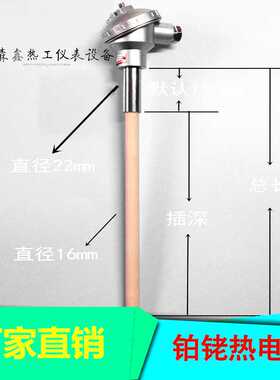 WRP-130/230铂铑热电偶S型B型R型耐高温刚玉管测温棒度温度传感器