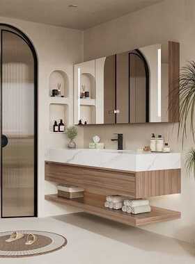 c6m【岩板无缝盆】现代陶瓷无缝一体简约浴室柜卫生间岩板组合洗