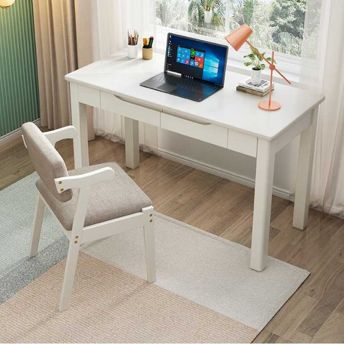 北欧实木办公桌橡胶木小户型笔记本简约学习电脑桌写字书桌代发