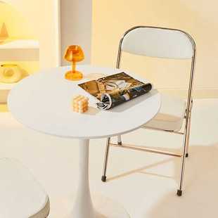 简约休闲白色烤漆咖啡桌奶茶洽谈接待桌子ins郁金香阳台小圆桌椅