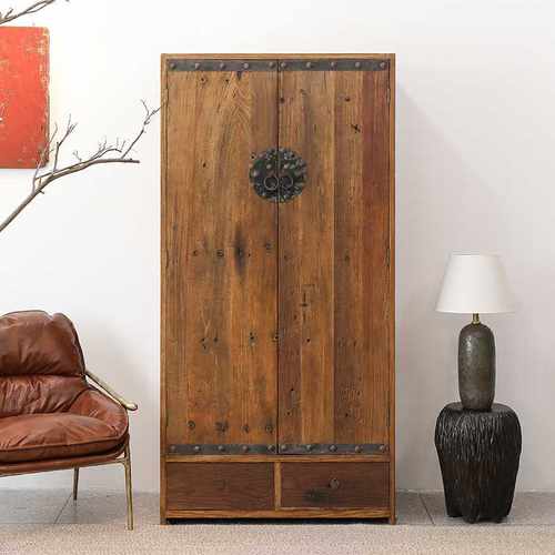 侘界侘寂风全实木衣柜榫卯工艺家用卧室民宿衣服挂衣橱储物收纳柜