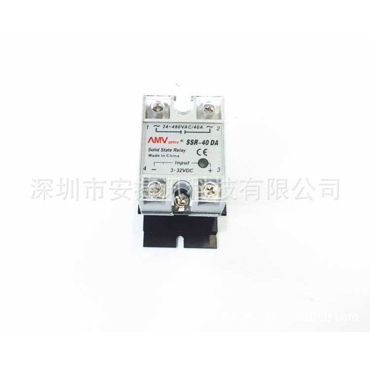 SSR-40 DA 40A DC 3-32V到AC 24-480V SSR固态继电器+固态散热片