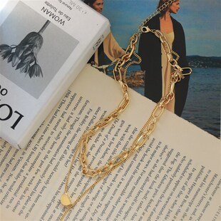 因缺斯汀法式复古双层叠戴金属链条秋冬bi备项链毛衣链百搭冷淡风