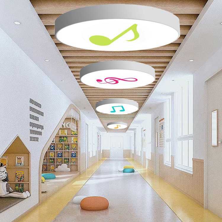 幼儿园格栅专用吸顶灯门厅过道走廊圆吊灯音乐厅5000k护眼造型灯