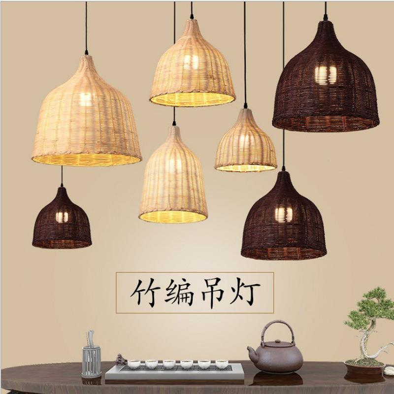 东南亚创意藤编灯罩日式竹艺饭店餐厅个性火锅店田园藤艺竹编吊灯