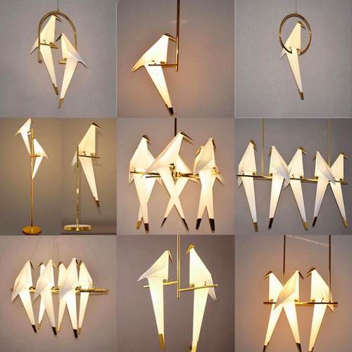 北欧后现代小鸟吊灯服装店创意个性客厅卧室儿童房餐厅千纸鹤吊灯