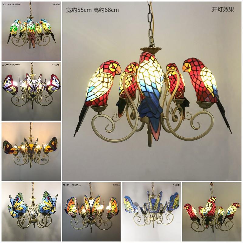 彩色玻璃鹦鹉艺术吊灯客厅个性走廊过道酒店别墅宾馆餐厅装饰灯具