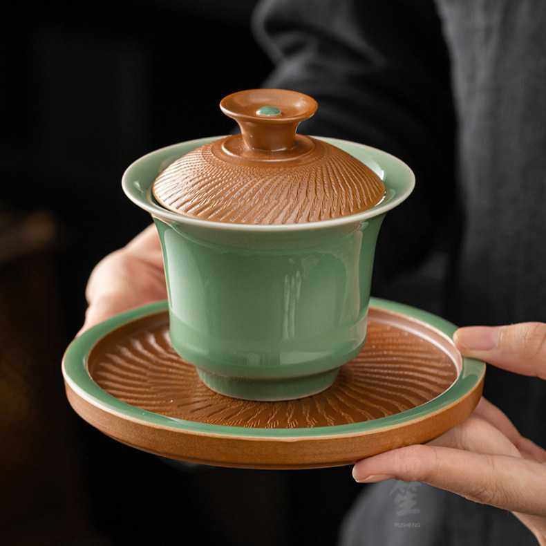 青瓷三才盖碗泡茶陶瓷功夫茶具冲茶碗大容量办公家用沏茶碗敬茶碗,电子元器件市场,其它元器件,淘宝优惠券,粉丝福利购,淘宝优惠卷