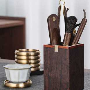 黑檀木六君子茶具套装实木茶艺茶道配件简约泡茶工具茶夹茶笔