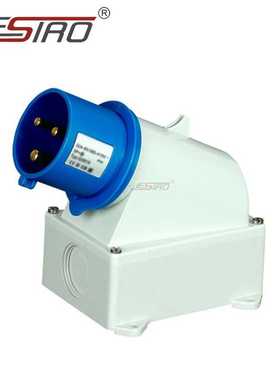 中穗  IP44 3P 32A ZH332 蓝色明装插头 工业防水防尘 移动插头