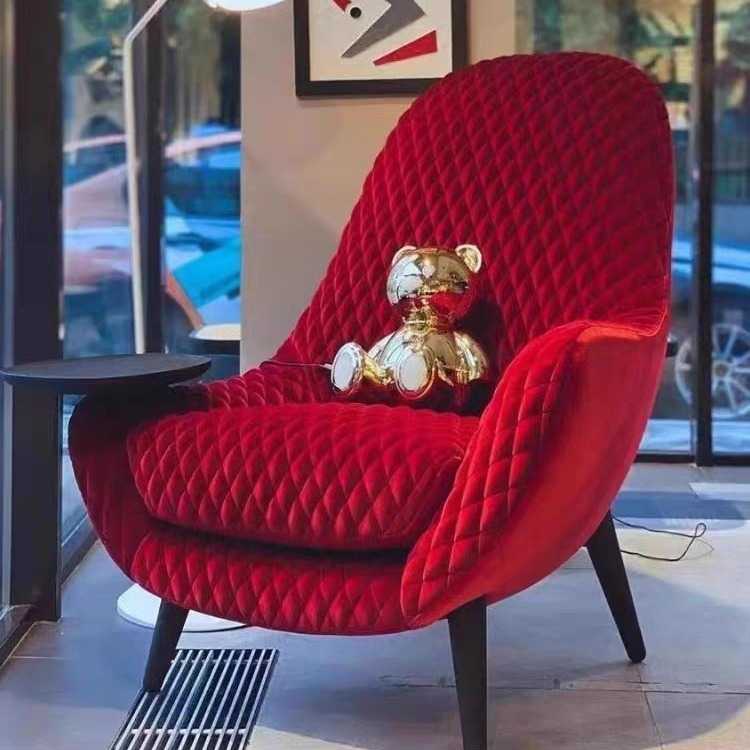 美式布艺老虎椅意式极简创意客厅休闲单人沙发椅