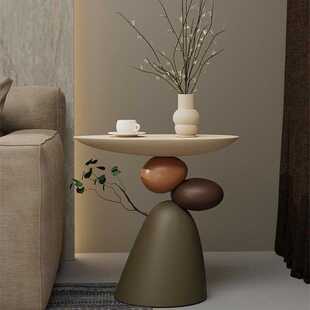 中古风客厅轻奢边几落地摆件床头柜石来运转茶几高级感小茶几实木