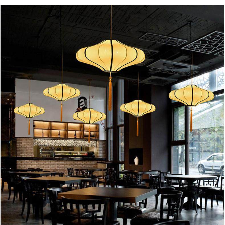 新中式吊灯复式楼书房酒店茶楼现代小型led 环形实木餐厅大吊灯