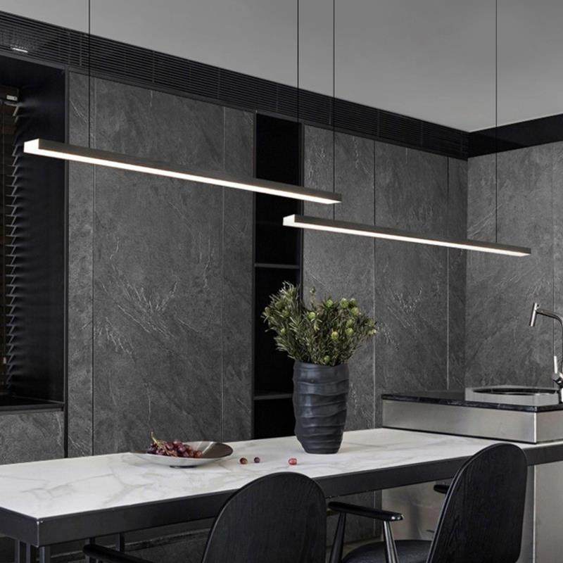 极简餐厅吊灯北欧长条餐桌岛台中岛吧台2米办公室设计师一字吊灯