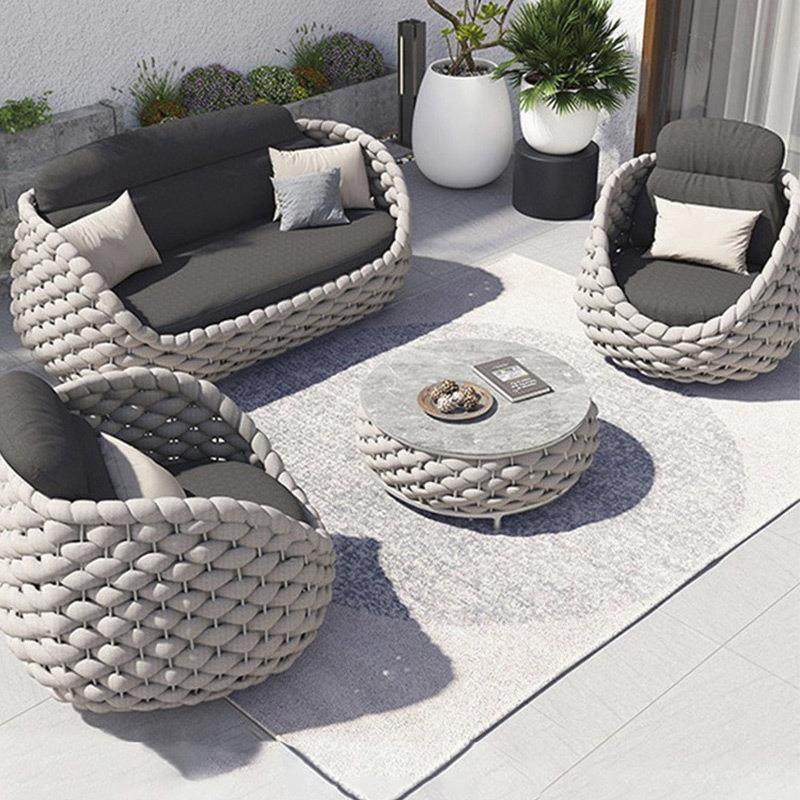 户外休闲沙发别墅室外庭院防雨花园圆形绳编沙发组合阳台创意家具