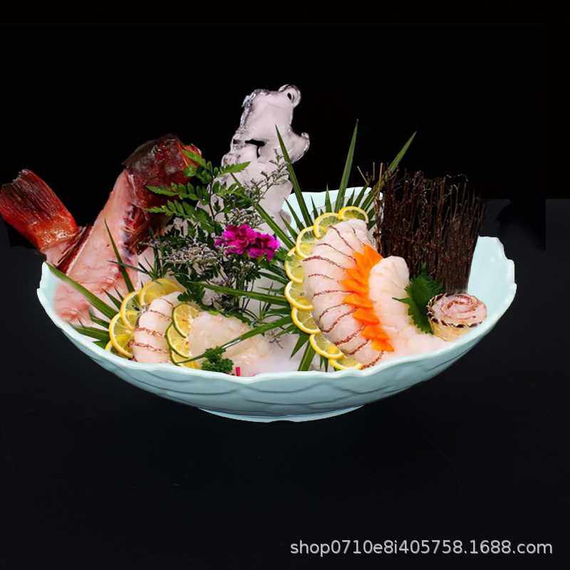 密胺海螺形干冰盘三文鱼刺身拼盘海鲜鱼生干日韩料理专用托盘