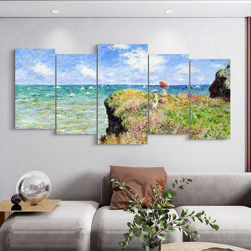 莫奈世界名画装饰画现代简约客厅背景墙装饰餐厅壁画卧室床头挂画