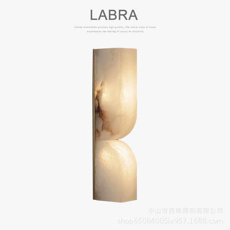 亚马逊外贸西班牙云石背景墙壁灯长条现代轻奢全铜创意过道床头灯