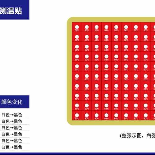 S-HQS1系列不可逆变色测温贴片热敏测温纸感温标签示温纸温度标签