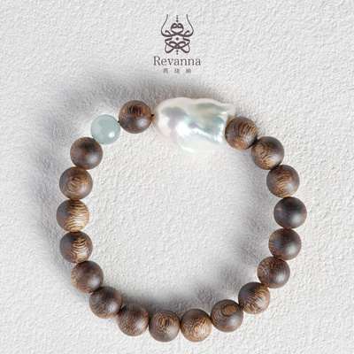 Revanna芮珐纳「瑞香凝珠」沉香圆珠9mm珍珠单圈