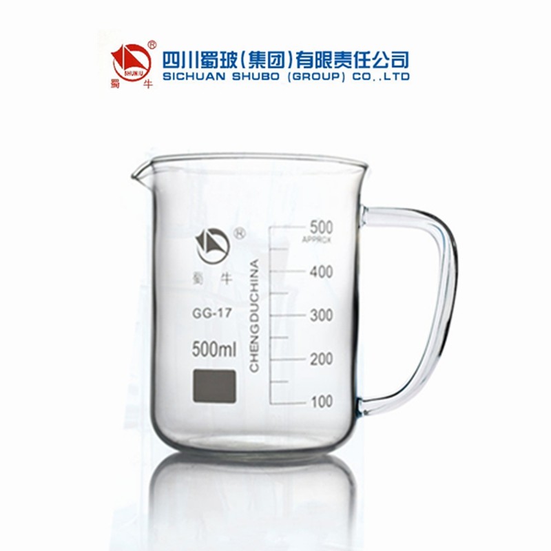 带把烧杯250ml500ml1000ml蜀牛蜀玻带柄烧杯低型烧杯耐高温玻璃杯