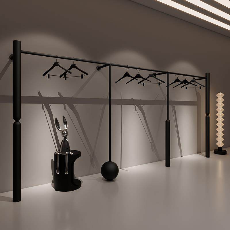 需定制衣架展示架女装店简约铁艺黑色加粗上墙衣服挂衣架服装店陈