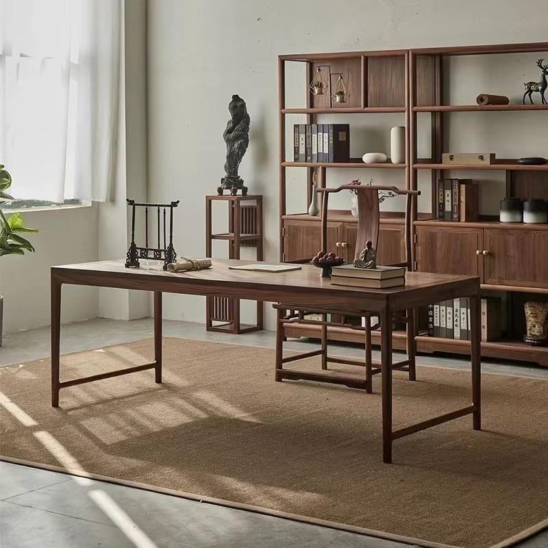 需定制新中式北美黑胡桃木书桌椅组合宋式美学书法桌国学桌画案茶