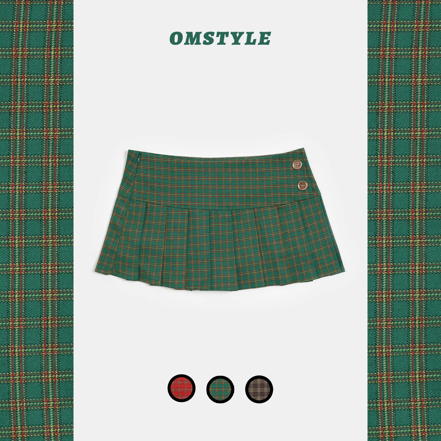 防走光夏季格子百褶裙短裙性感