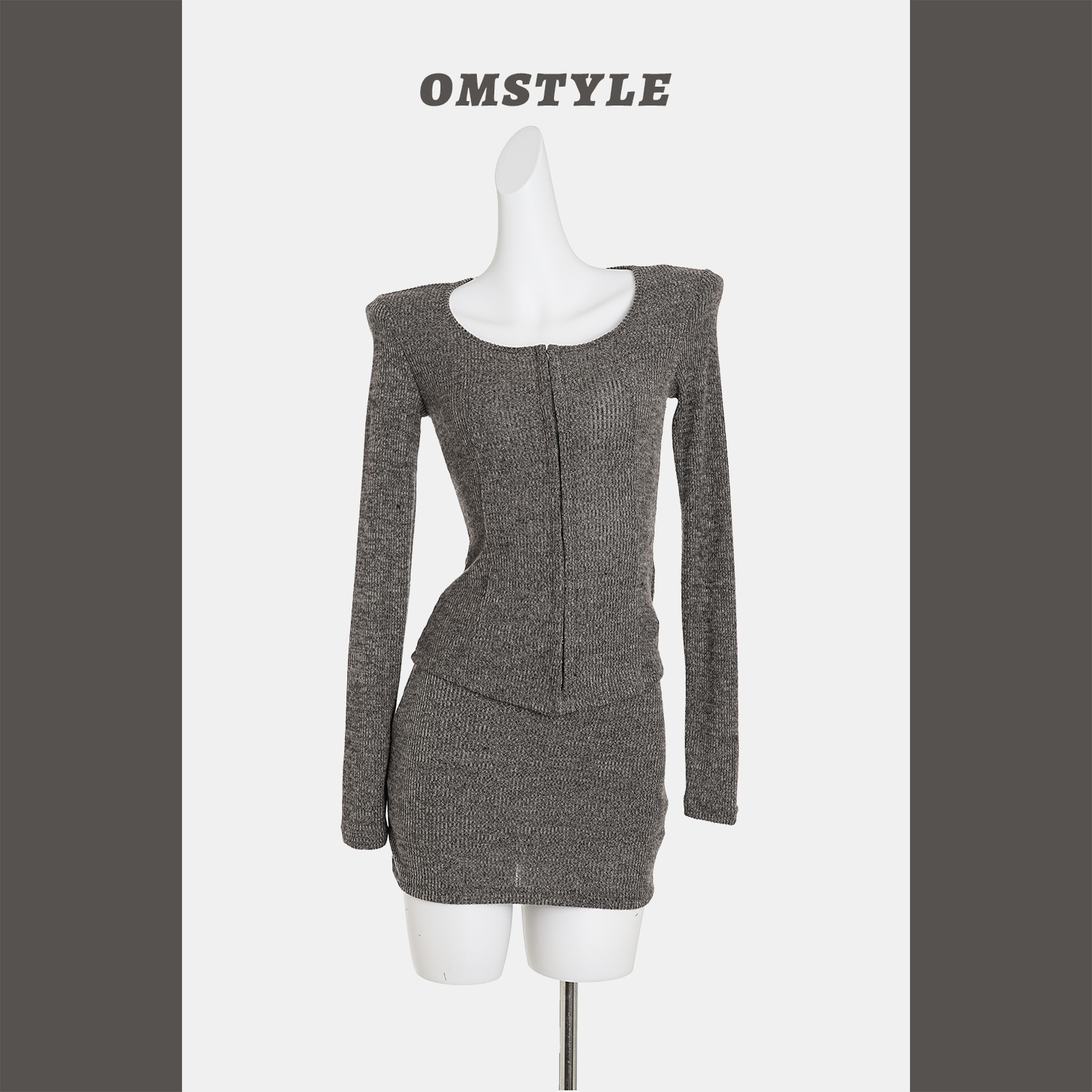 针织开衫+包臀短裙两件套