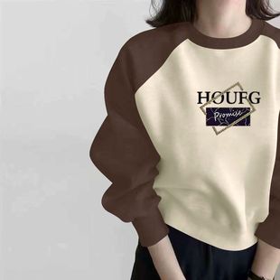 短款高腰插肩袖卫衣女秋冬新款时尚潮流百搭小个子宽松显瘦上衣服