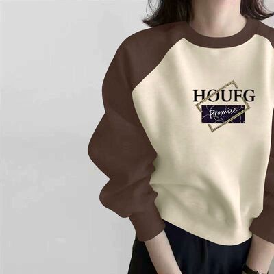 短款高腰插肩袖卫衣女秋冬新款