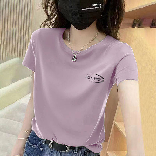 100%纯棉短袖休闲圆领T恤女