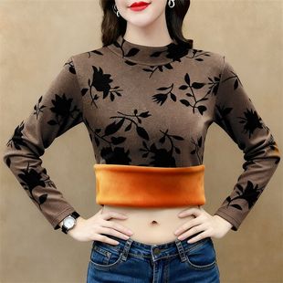 秋冬女士加绒加厚保暖打底衫卫衣时尚韩版洋气减龄百搭显瘦上衣服