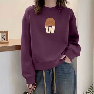 秋冬韩版纯棉短款高腰卫衣女时尚潮流百搭宽松显瘦印花小个子上衣