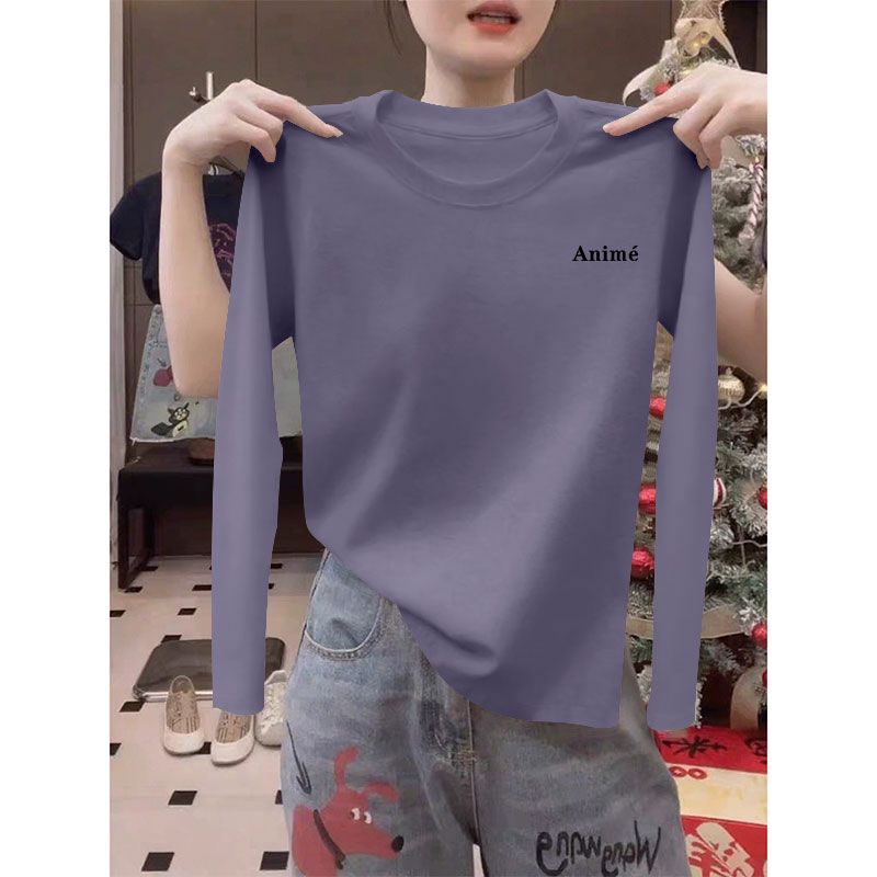 春秋女士纯棉长袖印花T恤