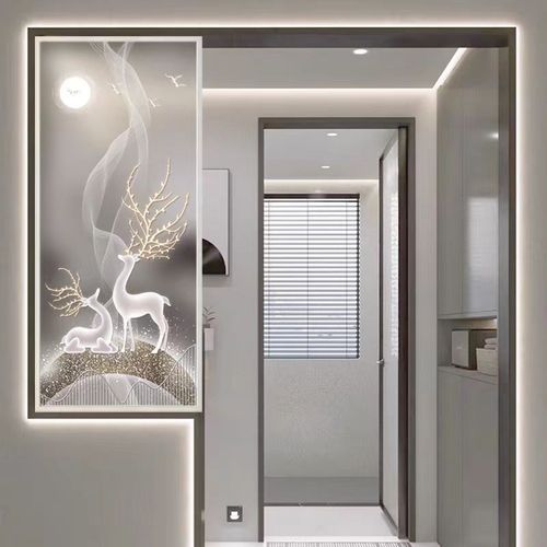 现代轻奢半墙遮挡钢化艺术玻璃装饰入户玄关隔断干湿分离屏风定制