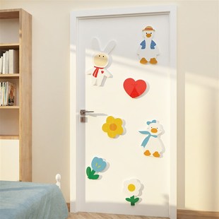 网红卧室门上卡通贴纸画儿童房间布置墙面装饰女孩小公主改造用品