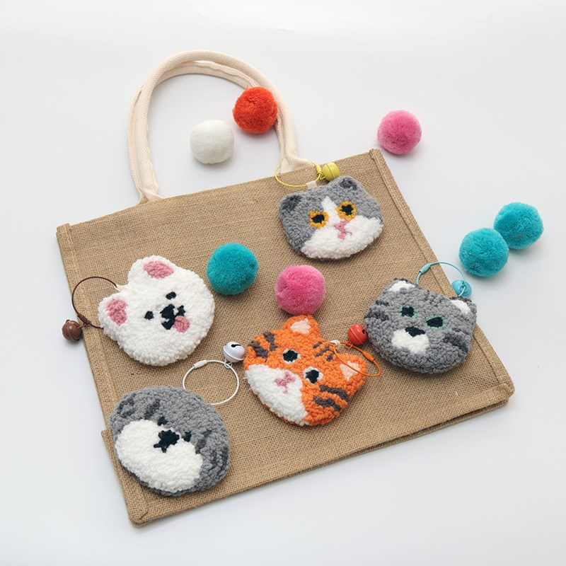 戳戳绣手工新手解压小猫小狗钥匙扣挂件diy材料包送朋友创意礼物