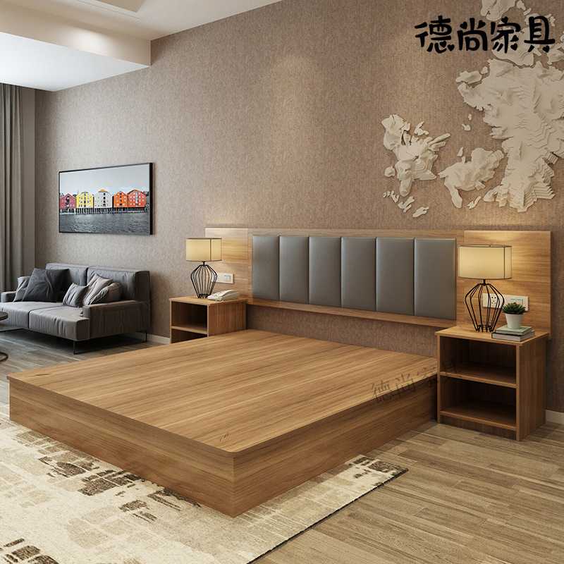 成都酒店宾馆家具成全套标间床单人套房单身公寓床箱架衣柜电视柜图片