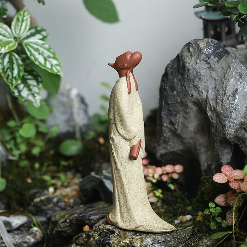 5ZW 李白雕像古代人物新中式陶瓷雕塑家居书房桌面摆放工艺品