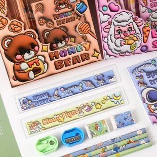 卡通铅笔文具六件套礼盒毕业季生日小礼品学生全班补习班开课奖励