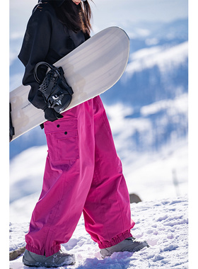 AWKA滑雪裤女款2023新款单板美式防水宽松滑雪服裤子冬束口裤