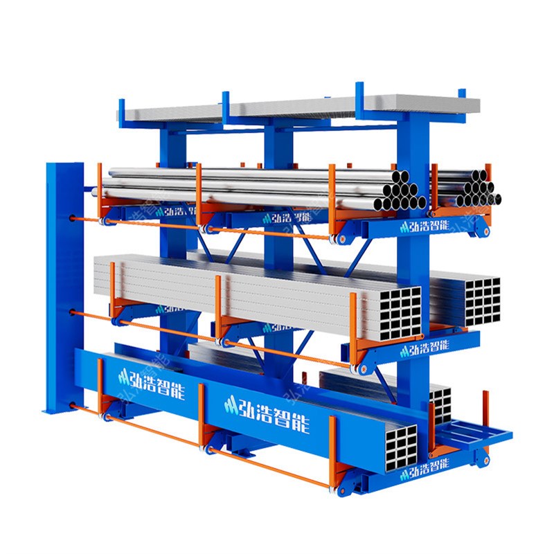 伸缩式悬臂货架i重型五金铝材钢水管单双面型材卷材棒料线缆存放