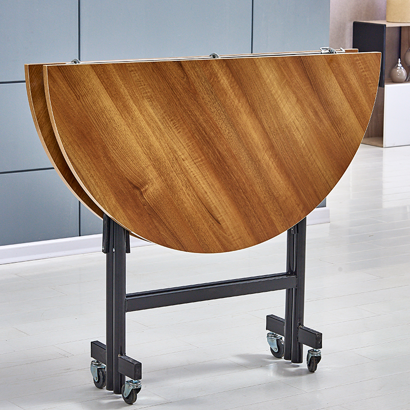 圆桌子折叠餐桌圆形家用实木简易饭桌折叠大圆P桌面可折叠圆桌家