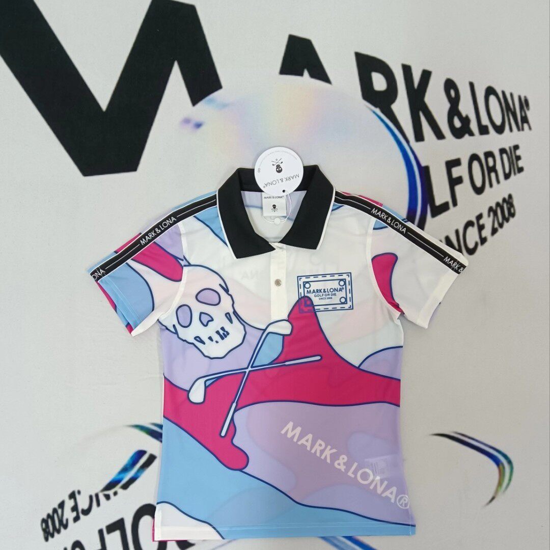 26ss韩G/骷髅新款高尔夫球服短袖时尚运动骷髅头拼色凉感polo上衣