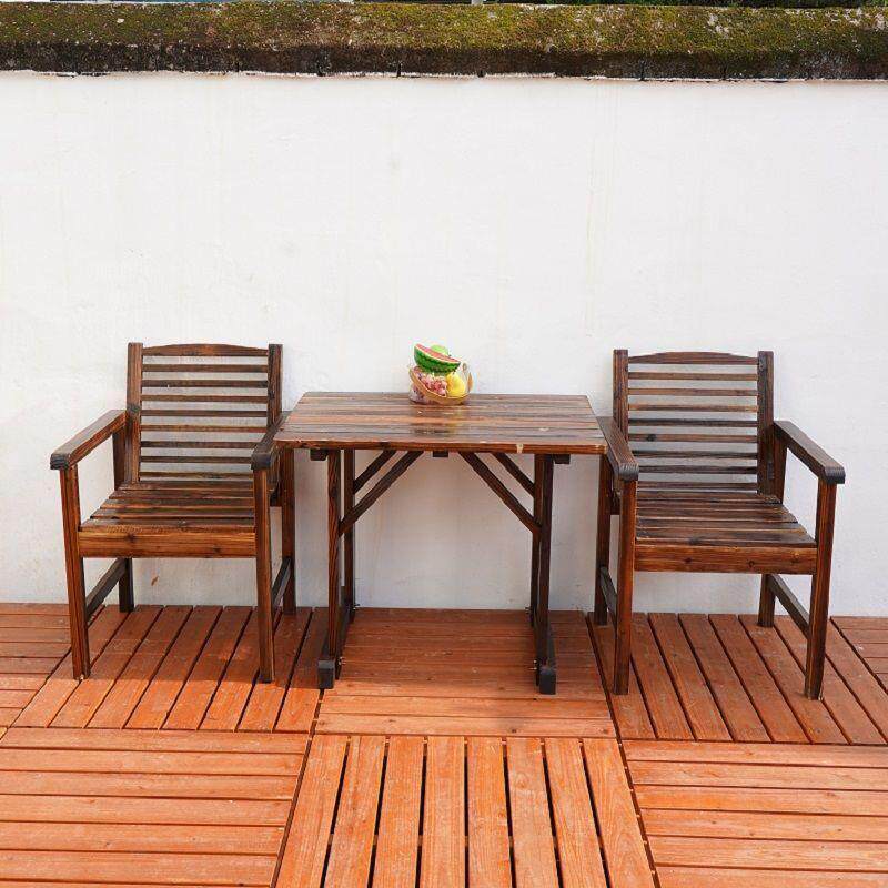 实木茶几桌户外阳台休闲茶桌防腐木桌椅室外庭院双人靠背椅子碳化