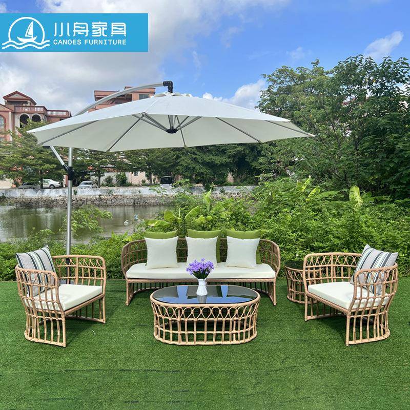 东南亚户外家具庭院民宿别墅度假村藤竹沙发室外防水防晒藤椅茶几