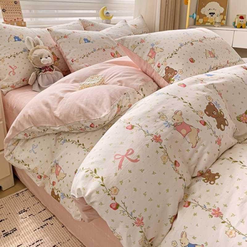 2024新款喷气高品质13070印花四件套三件套床单单人凉感床上用品