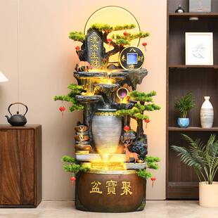 名喜风水轮假山喷泉流水摆件招财聚宝盆循环水落地鱼缸乔迁开业礼