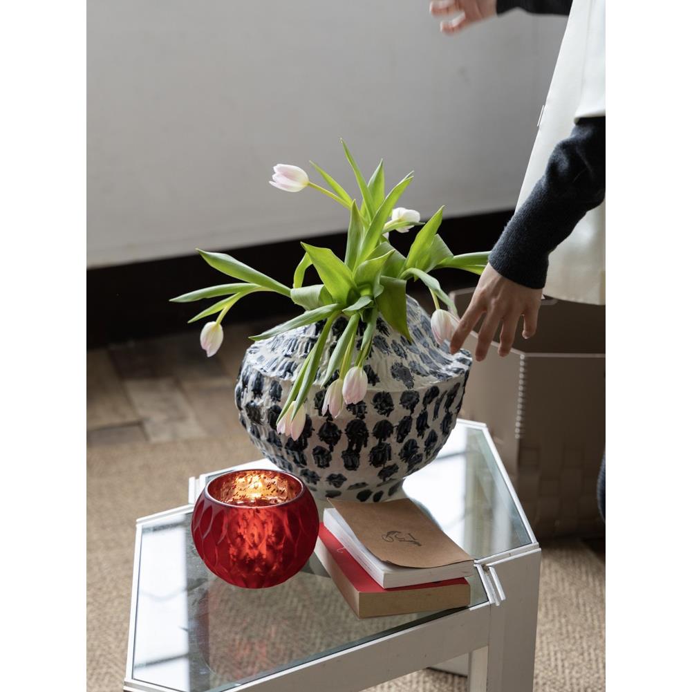 若奈家居 “小海螺”天然陶泥手作花瓶 摩洛哥舶来品手绘大肚花器